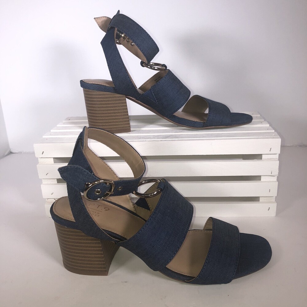 Apt 9 Heels Women’s Size 6 Blue Fabric Upper Adjustable